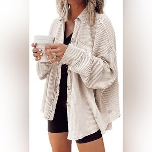 Women’s Waffle Knit Button Down Shacket